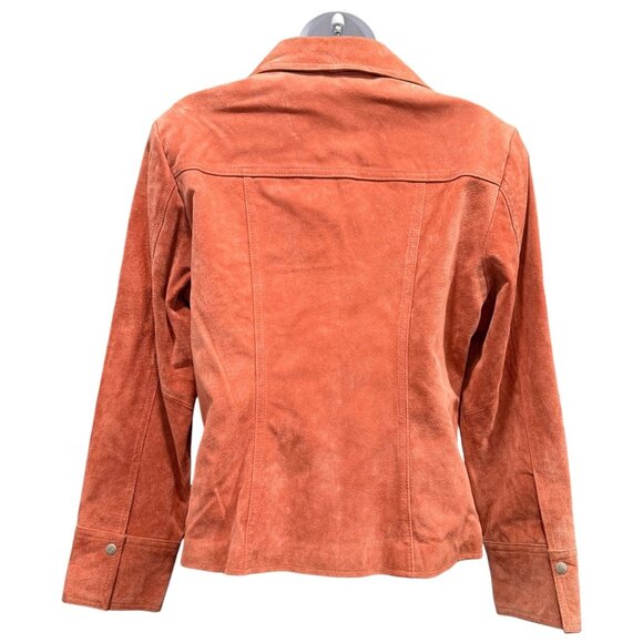 VTG Y2K Live a Little Suede Snap Front Jacket Rust Orange Western Boho Womens PM - Picture 6 of 12